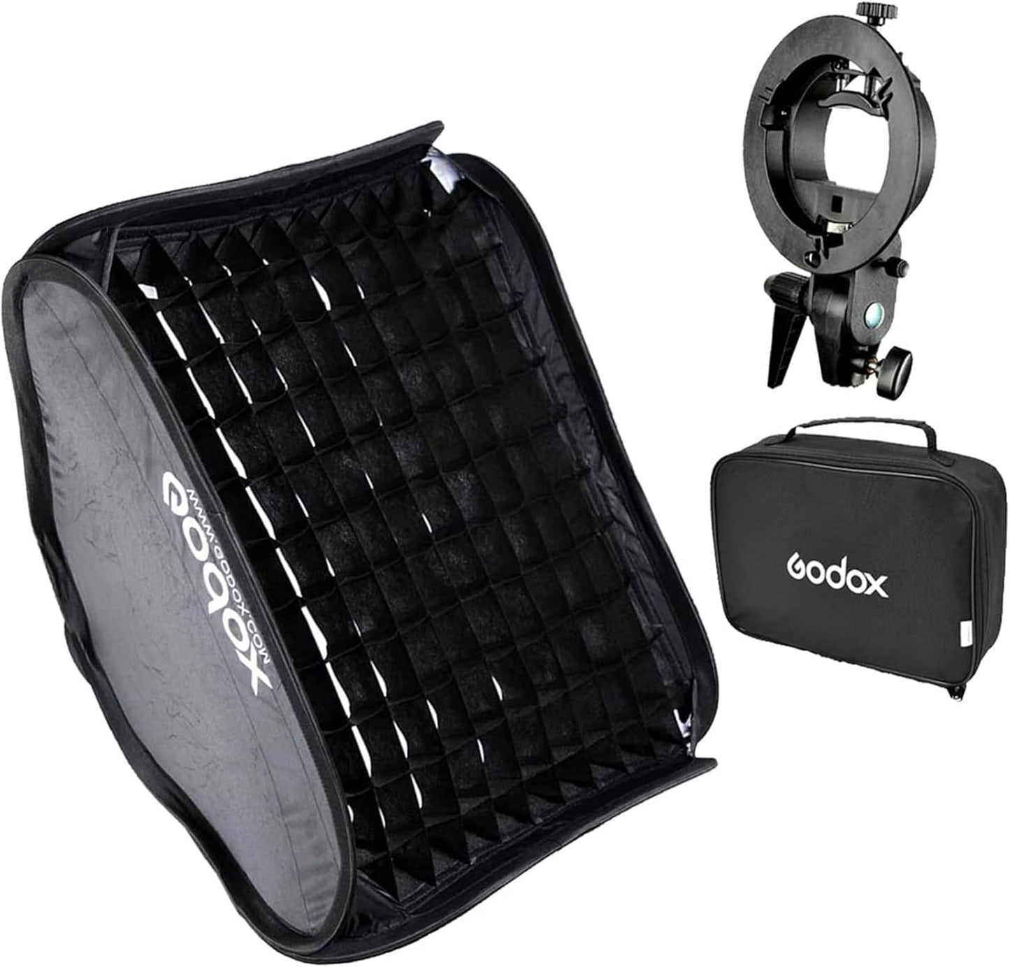 Soporte S Bowens Holder 32x32 pulg con softbox y rejilla