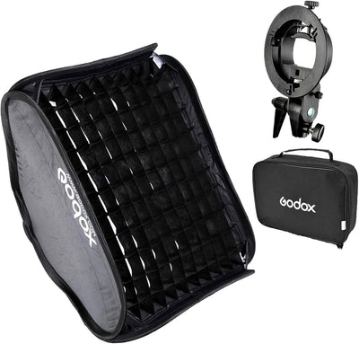 Soporte S Bowens Holder 32x32 pulg con softbox y rejilla