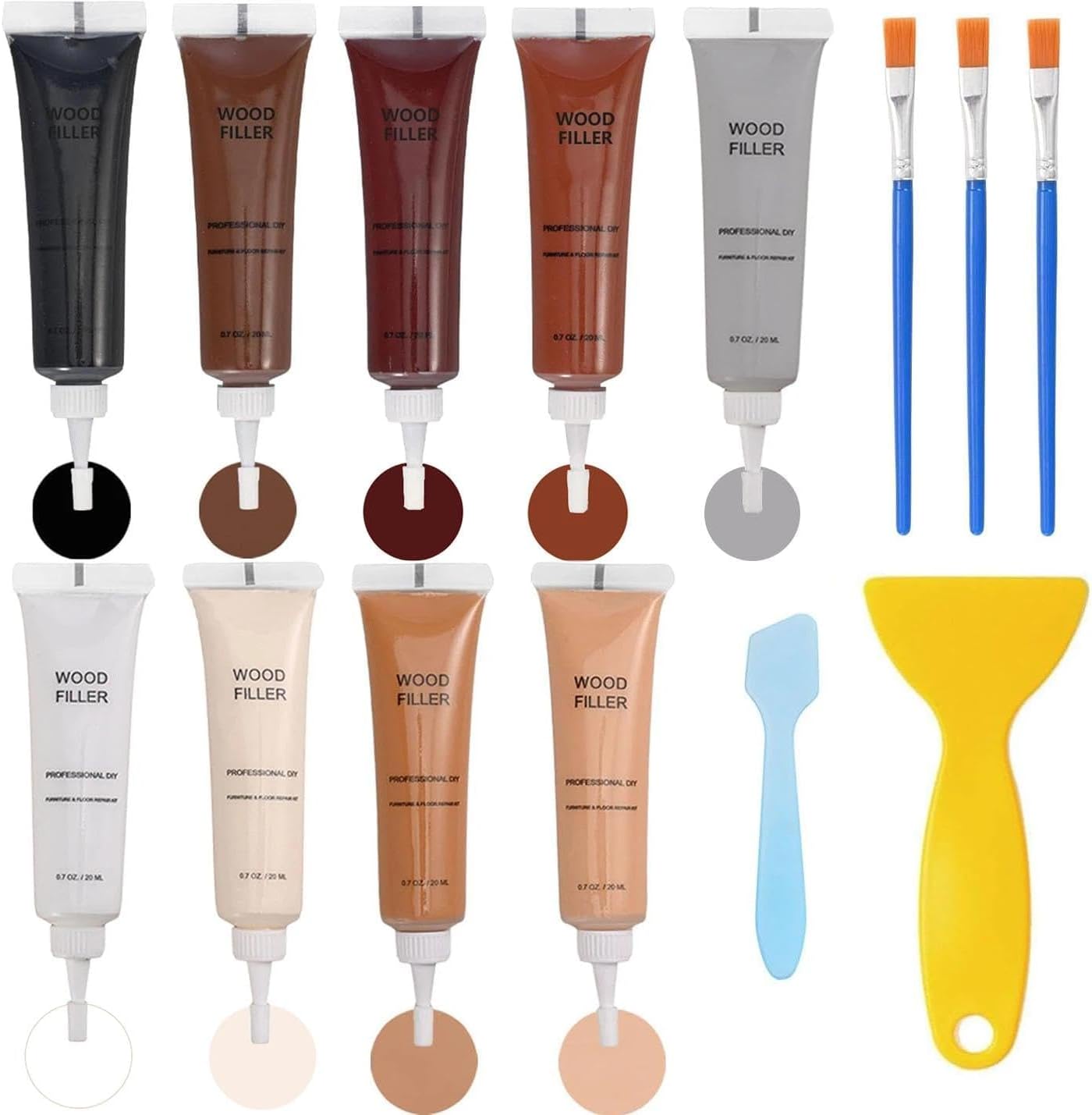 Kit reparación muebles madera 9 colores relleno arañazos grietas