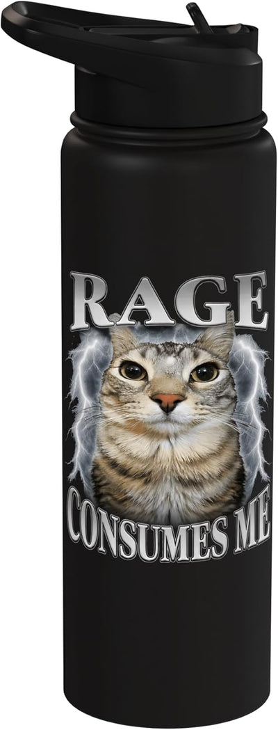 Botella de agua acero inoxidable con diseño gato meme funny