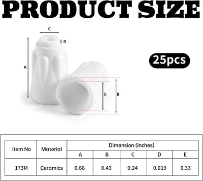 25 Tuercas Alambre Cerámica Conectores Porcelana Tamañ Mediano