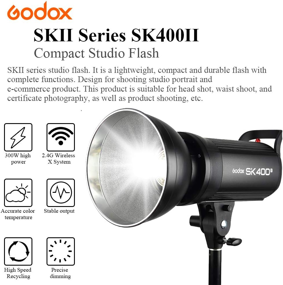 Flash Estroboscópico 400W GN65 5600K para Estudio Fotografía