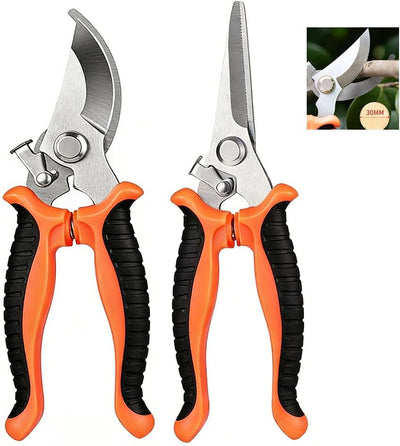 Set 2 Tijeras Podar Acero Inox Jardinería