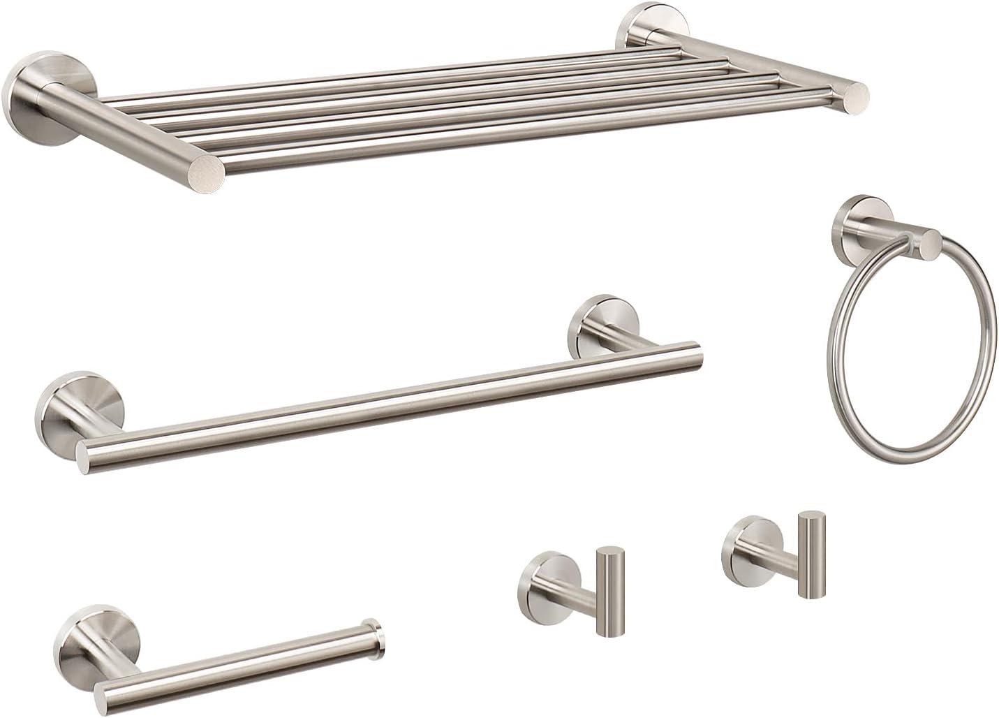 Set 6 Pzas Accesorios Baño Acero Inox 16pulg Níquel