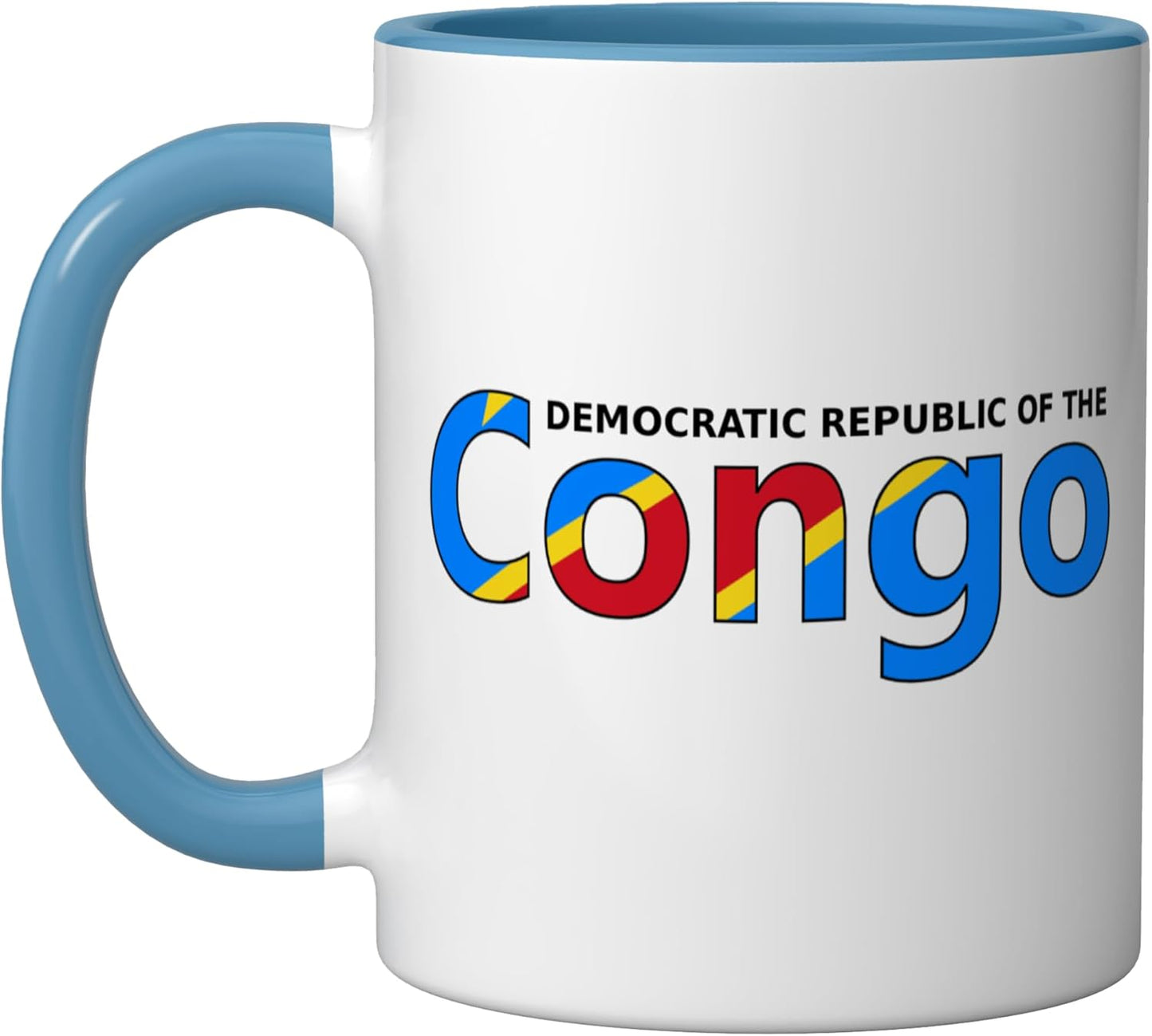 Taza Cerámica Congo Bandera DR Congo Azul Blanco