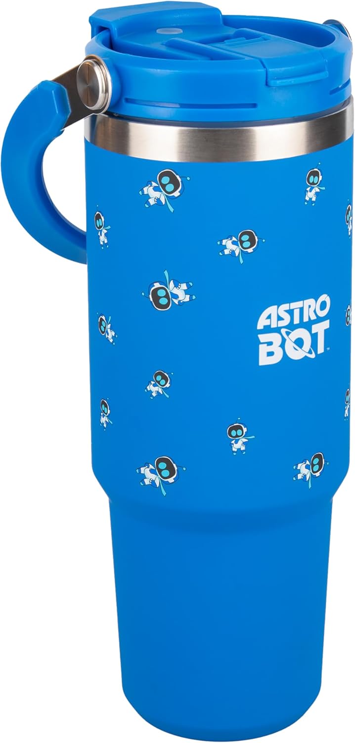 Vaso aislado Paladone Astro Bot con asa y pajilla 30.4 fl oz
