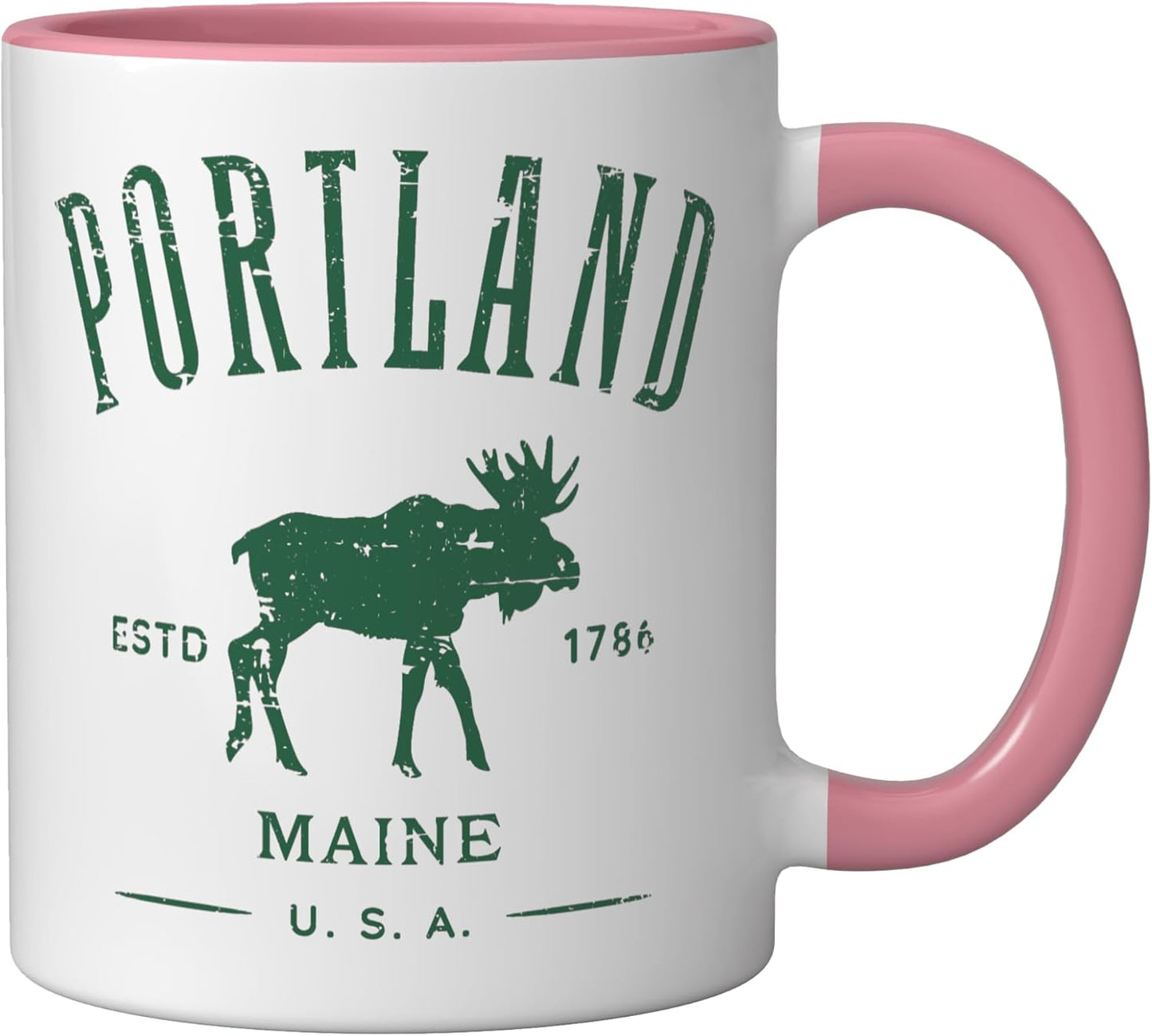 Taza cerámica souvenir Portland Moose Rosa/Blanco