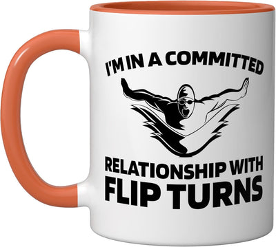 Taza cerámica para piscina nadador naranja/blanca