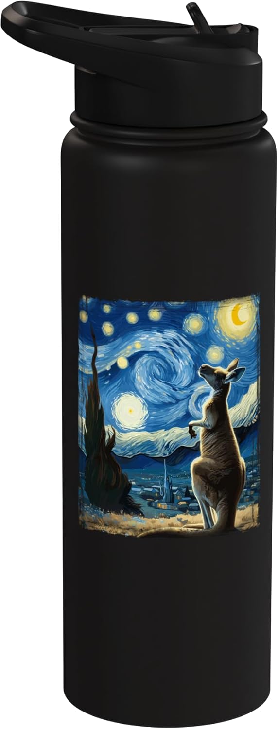 Botella agua acero inox aislada estilo Van Gogh