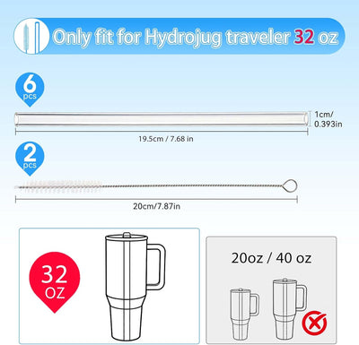 Pajitas reutilizables Hydrojug 32oz set 6