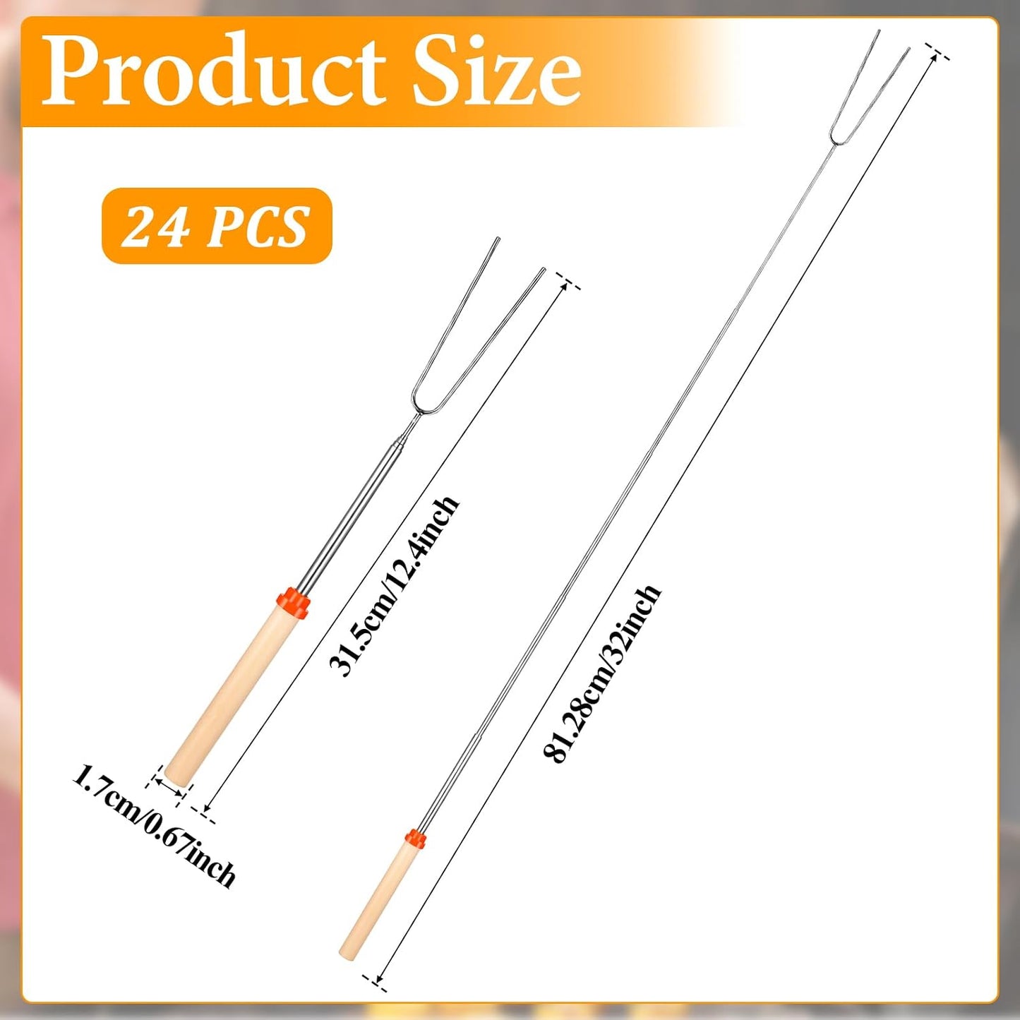 Palitos asar malvaviscos 32pulg 24 tenedores extensibles camping