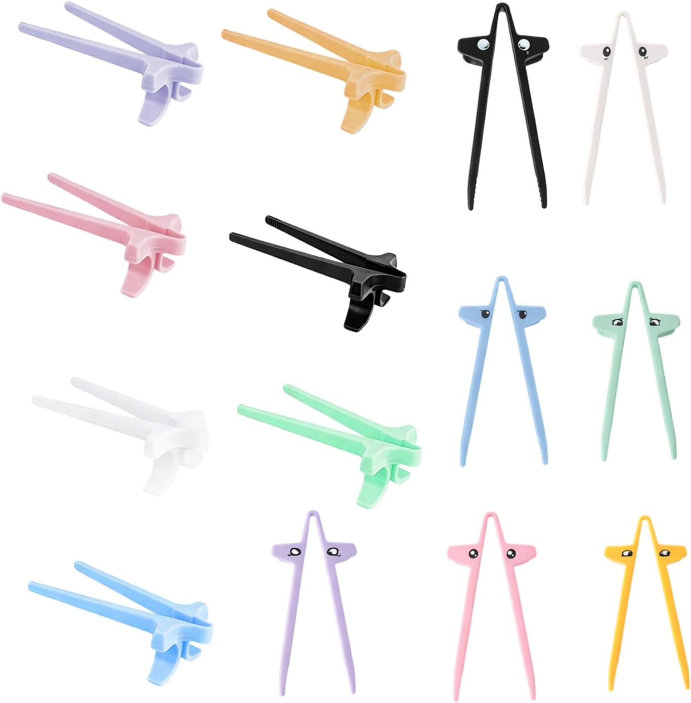 Pack de 14 palillos para snacks de trigo reutilizables con 7 diseños y colores sólidos