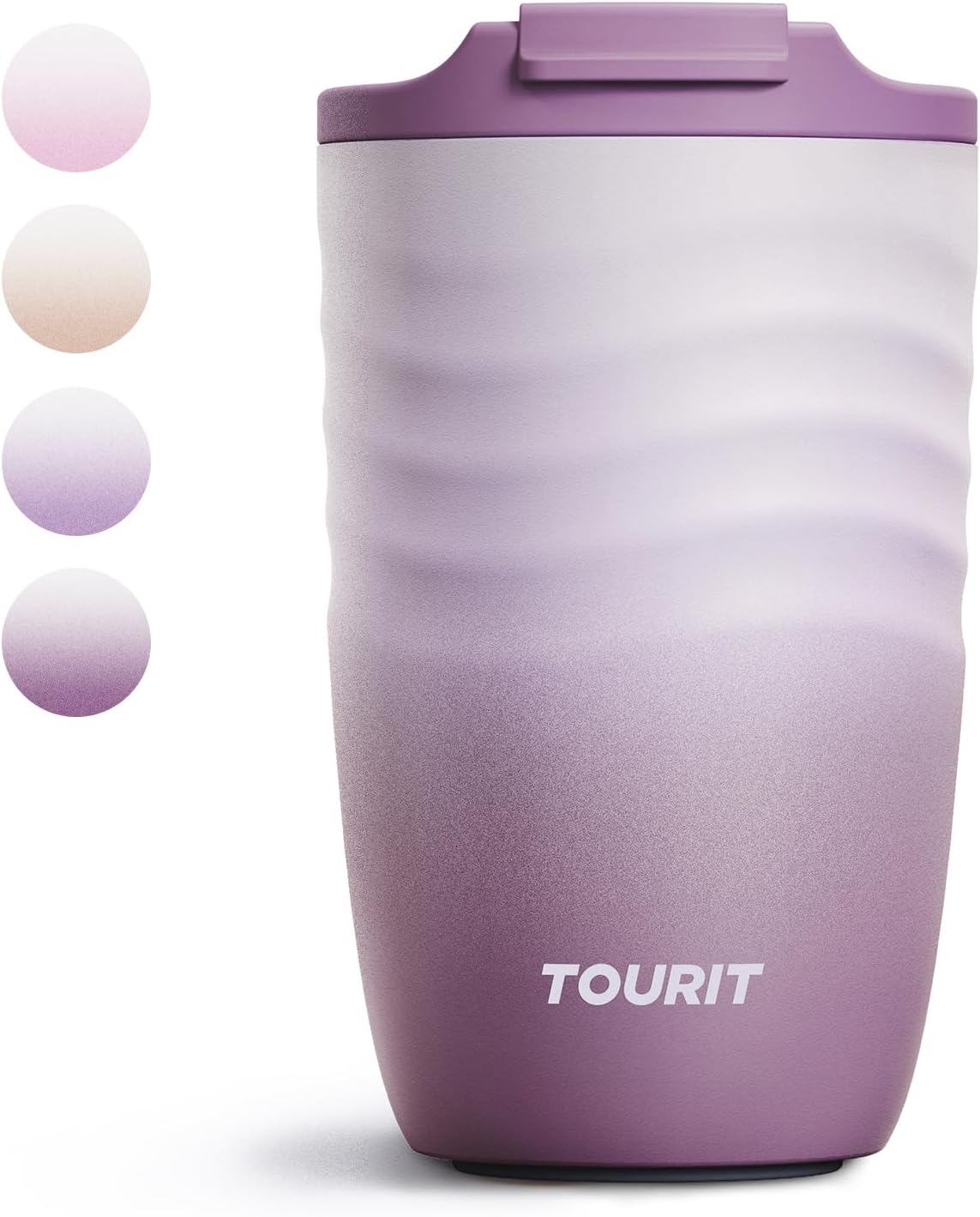 Taza de café de viaje de acero inoxidable aislada 12 oz color morado niebla