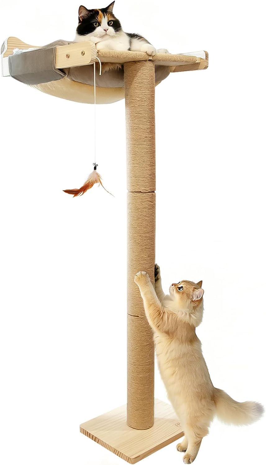 Percha gato poste rascador 46pulg ventosa gris