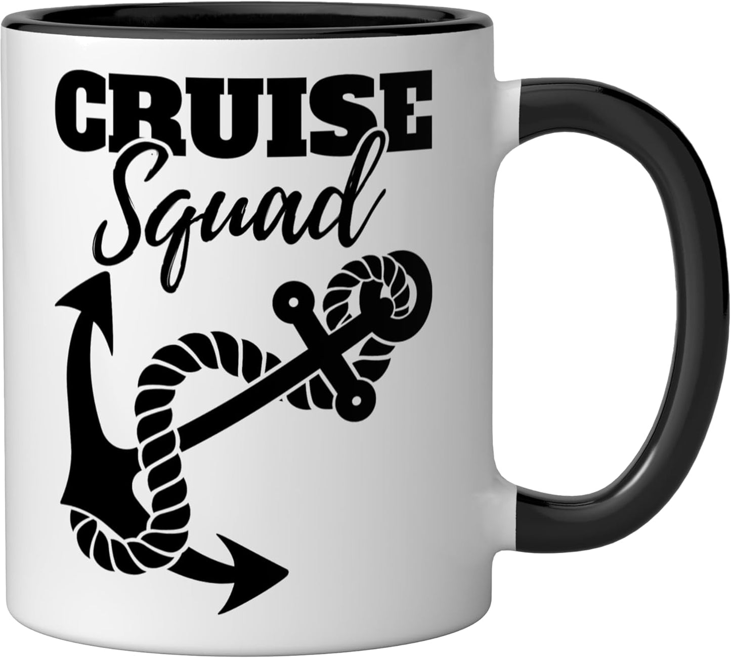 Taza cerámica Cruise Squad para familia y amigos negra/blanca