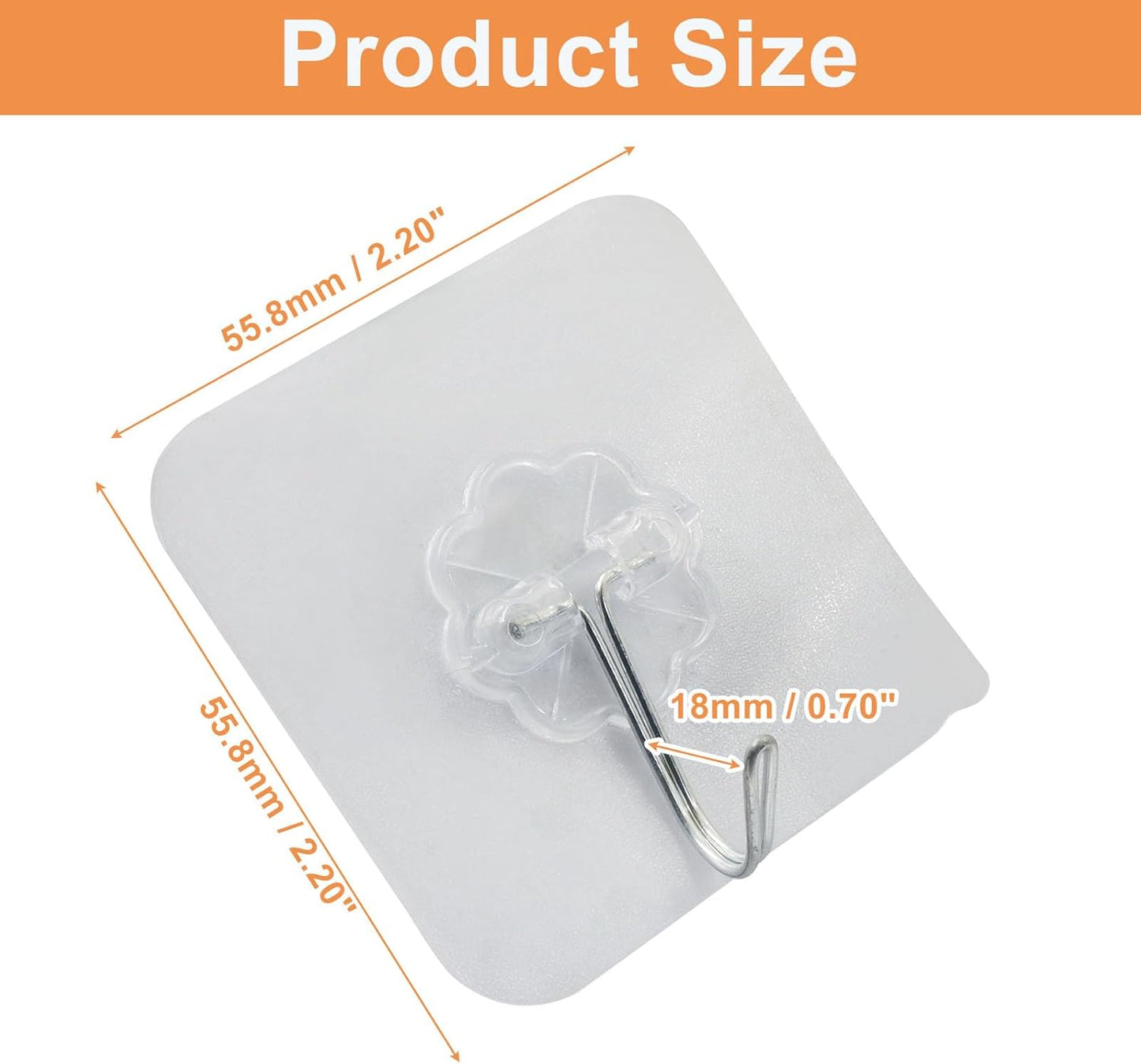 Ganchos adhesivos plástico transp. y plateado set 10 para baño