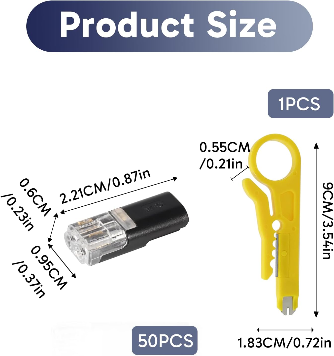 50 Conectores Doble Cable con Herramienta Pelacables