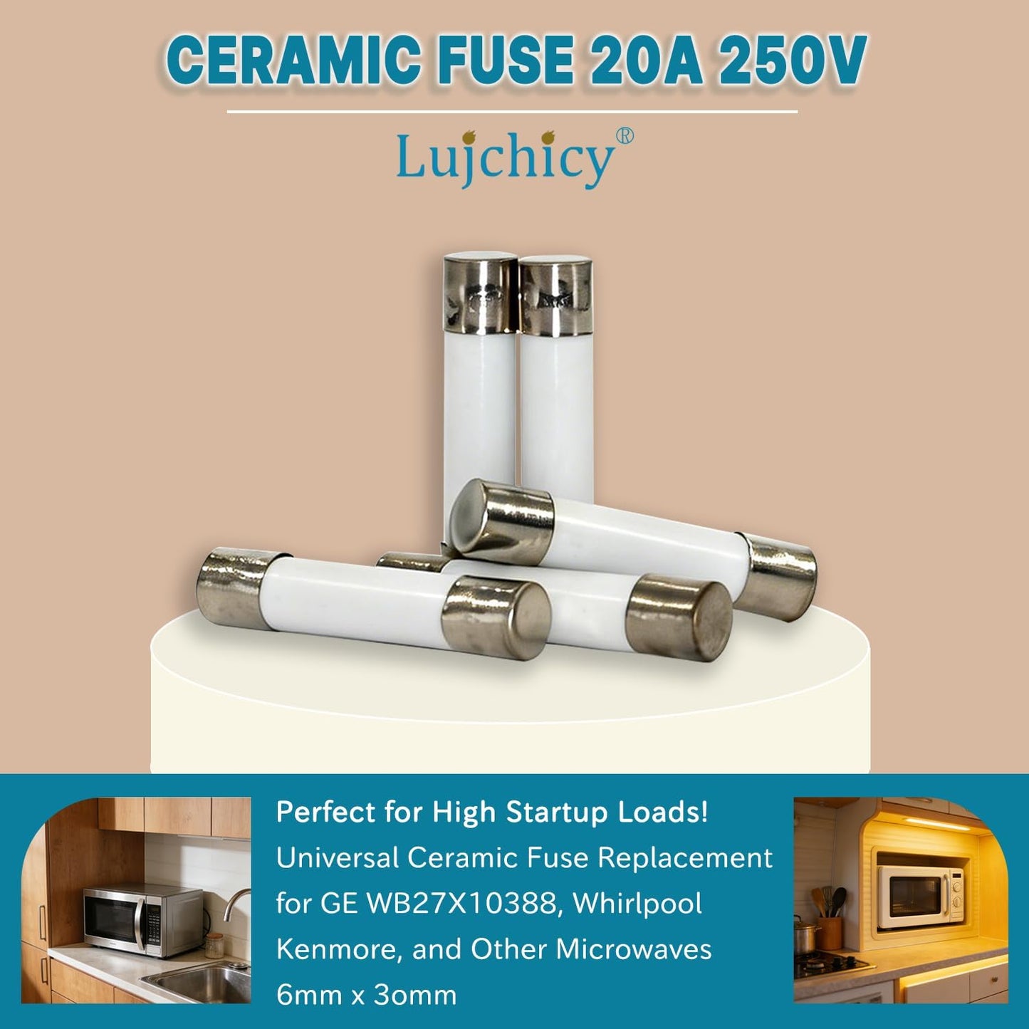 Fusible microondas 20A 250V cerámica universal set 5