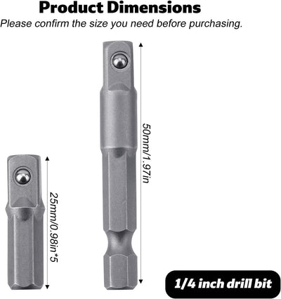 10 Brocas Adaptador Enchufe Cuadrado 1/4 Pulg Hexa a Cuad