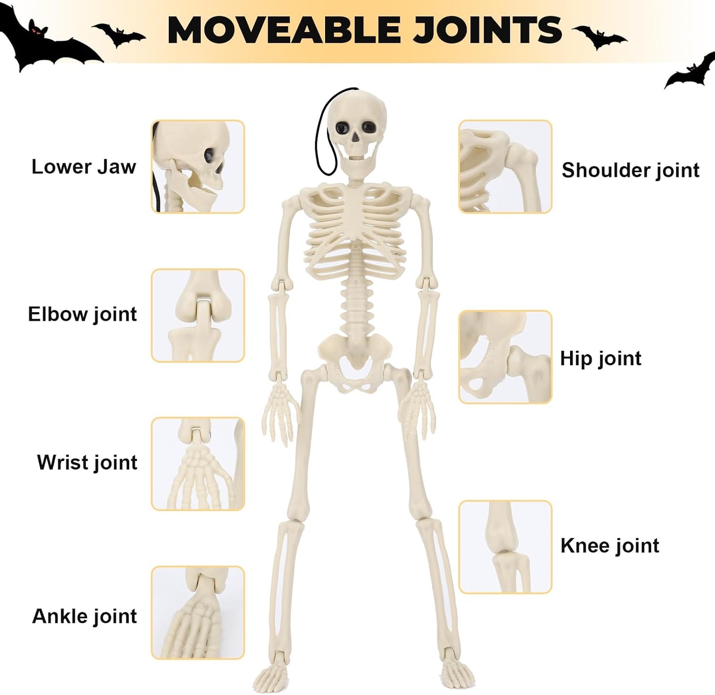 5 Esqueletos Plástico Halloween 16pulg Articulables