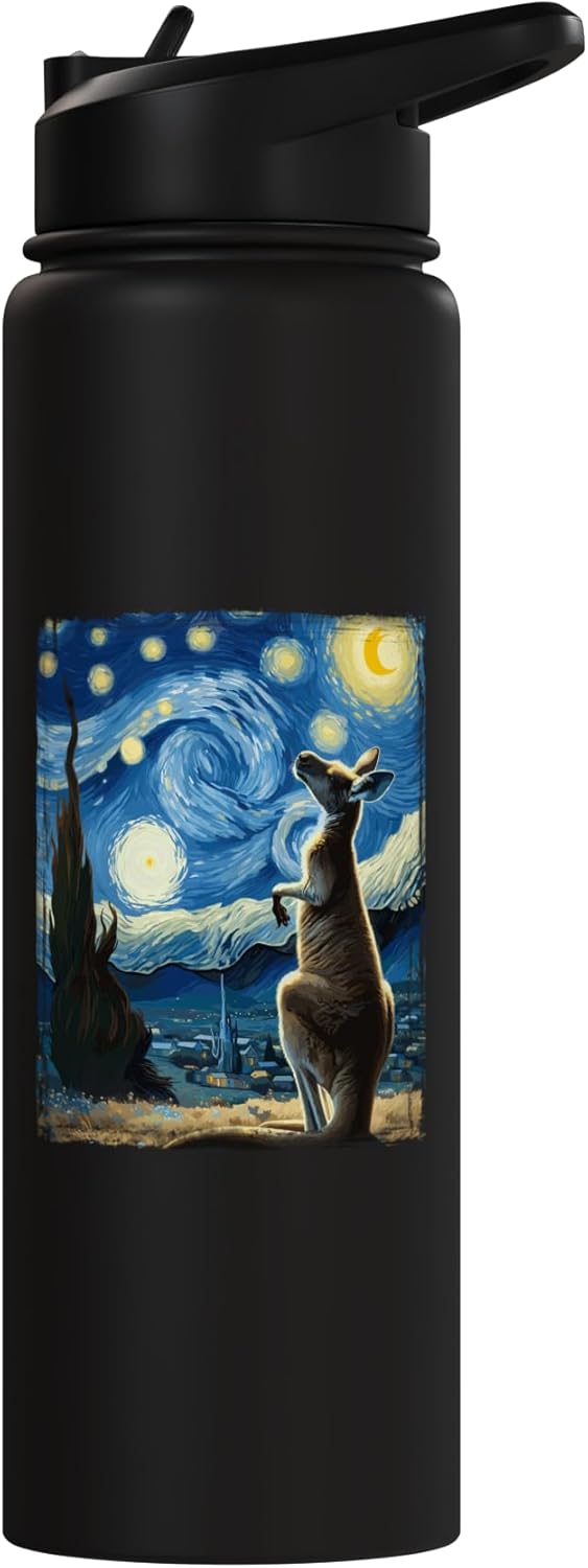 Botella agua acero inox aislada estilo Van Gogh
