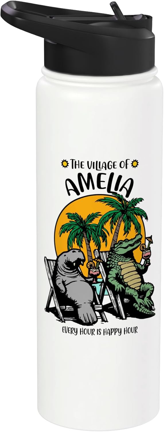 Botella de agua acero inoxidable con diseño de aligatores de Amelia