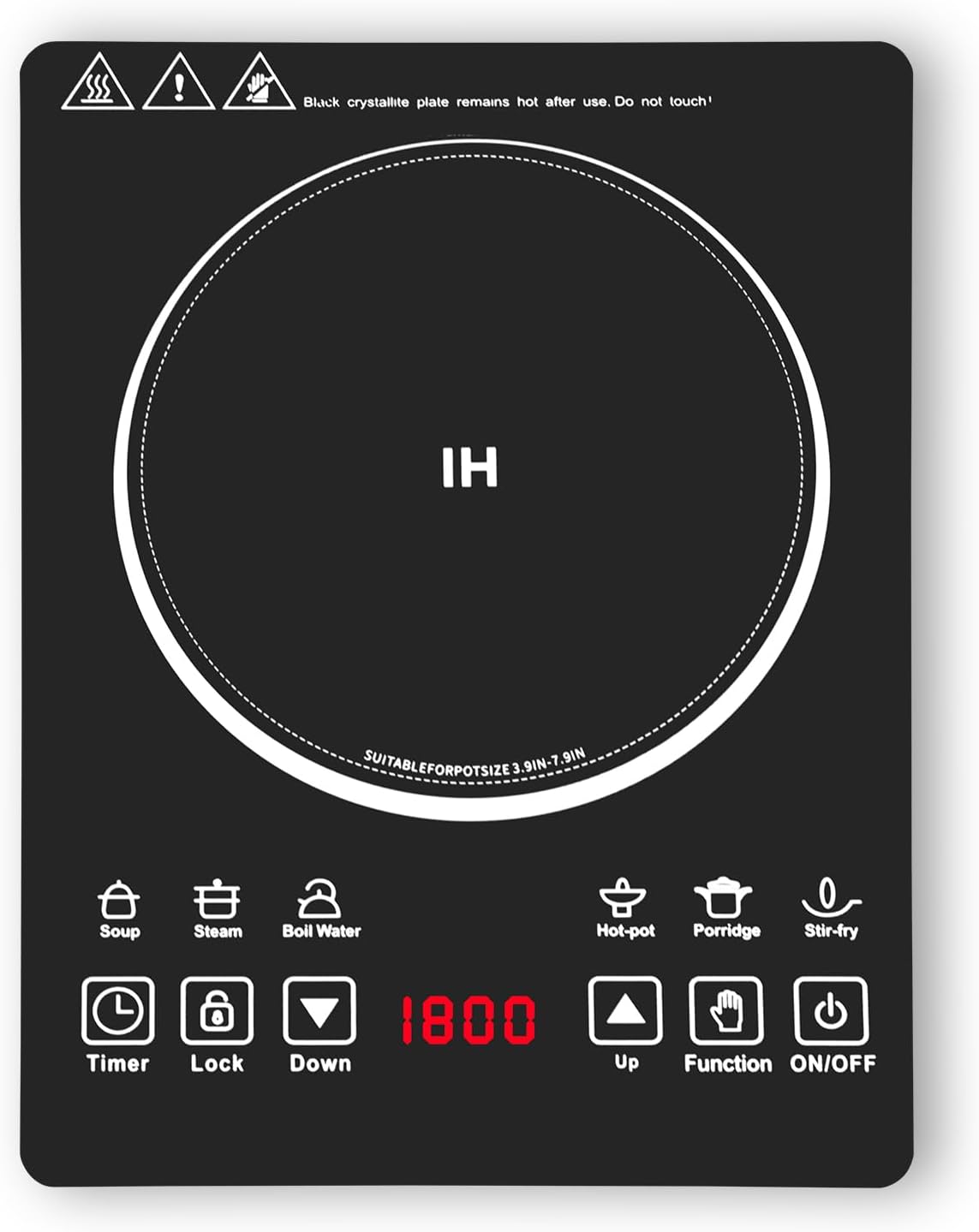 Estufa Inducción Portátil 1800W con Control Táctil LCD