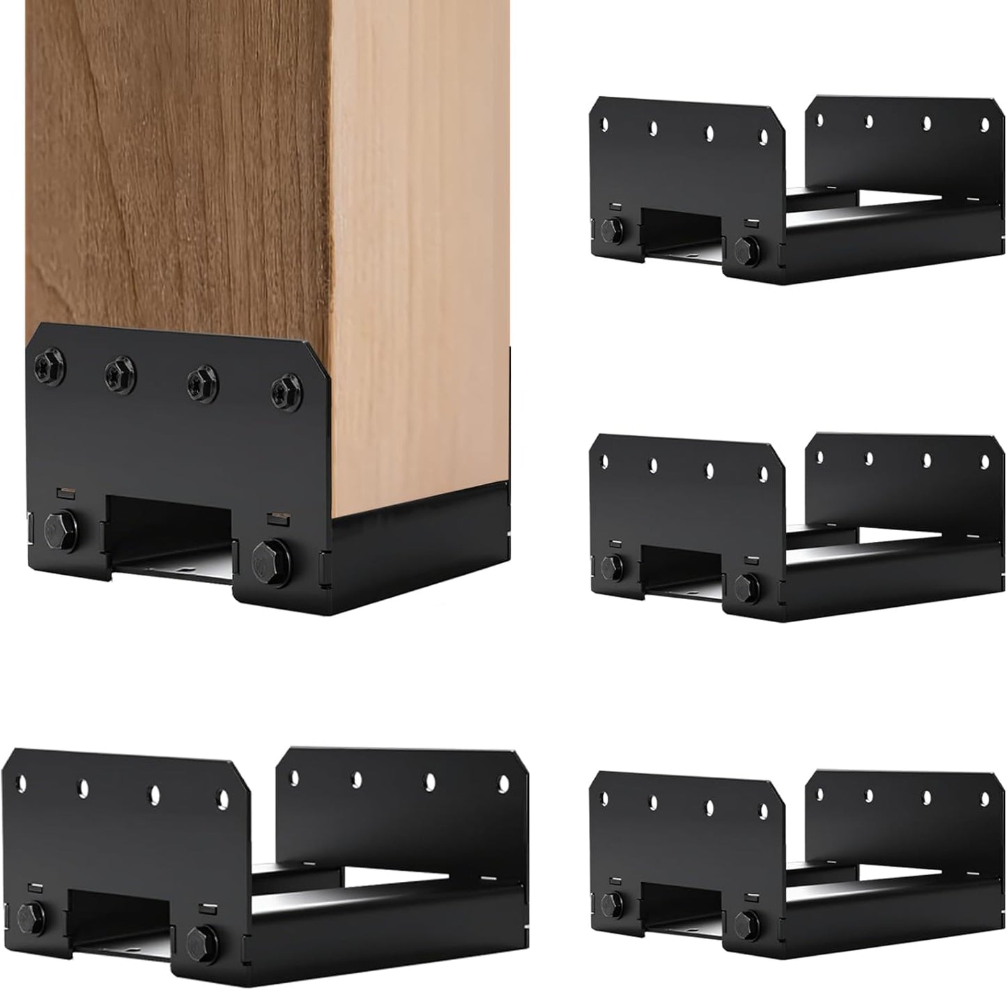 Base poste 6x6 pulg 4 pzas soporte valla metal resistente negra