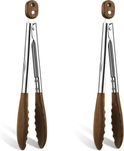 Pinzas de madera para cocinar de 11.4 pulgadas, utensilio de cocina para hamburguesas