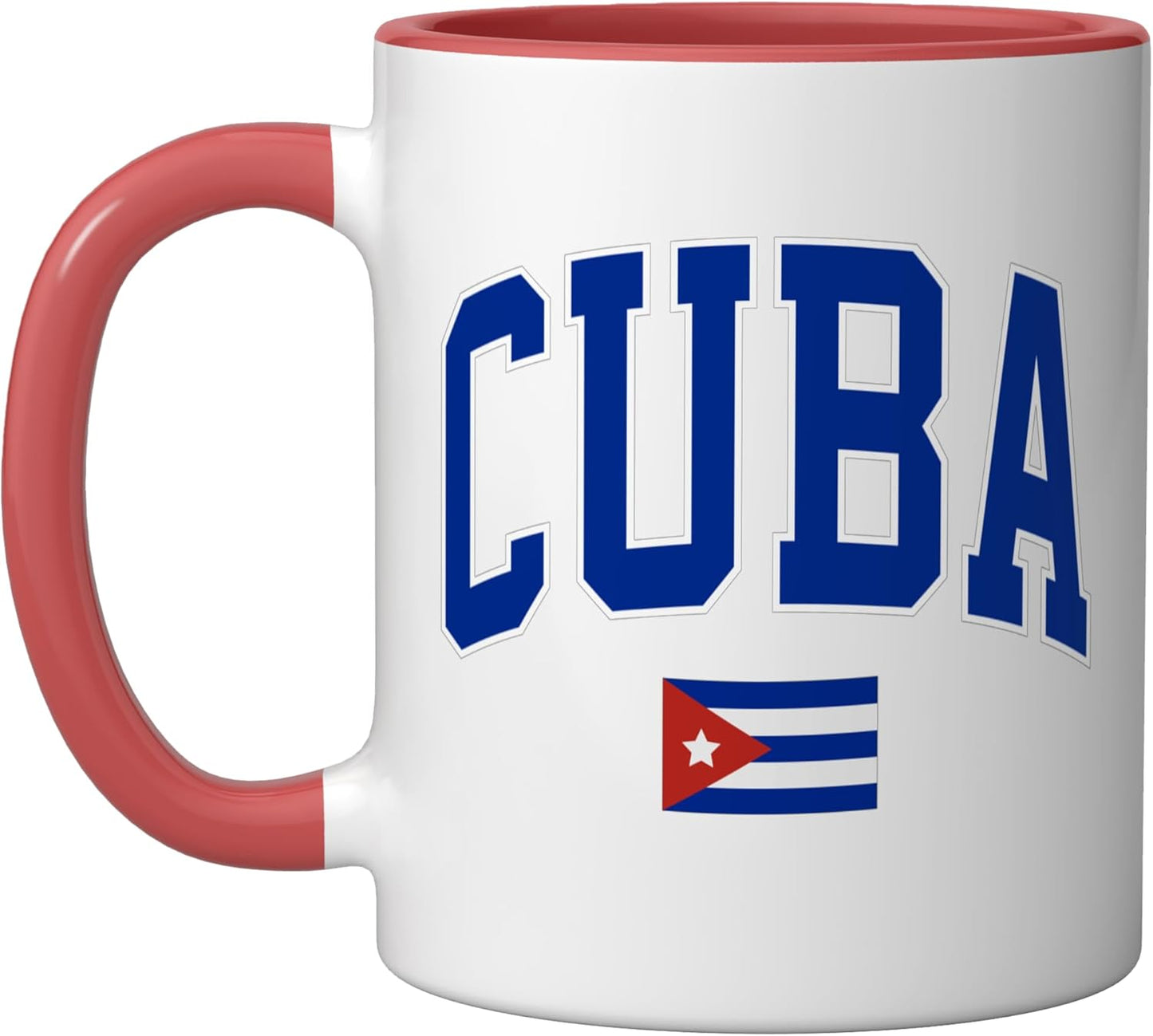 Taza retro cerámica estilo universidad cubana roja y blanca
