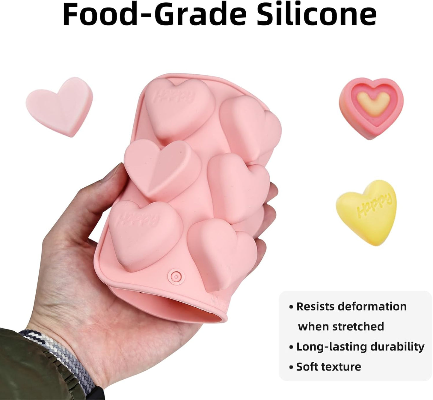 Moldes de silicona en forma de corazón para cubos de hielo de chocolate