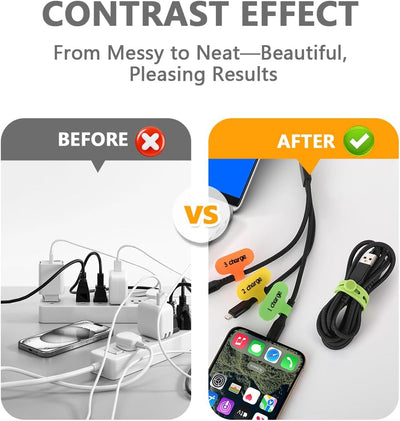 Organizador cables silicona con etiquetas reutilizables 10 bridas