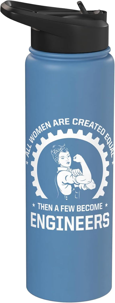 Botella de agua acero inoxidable aislada ingeniera femenina divertida