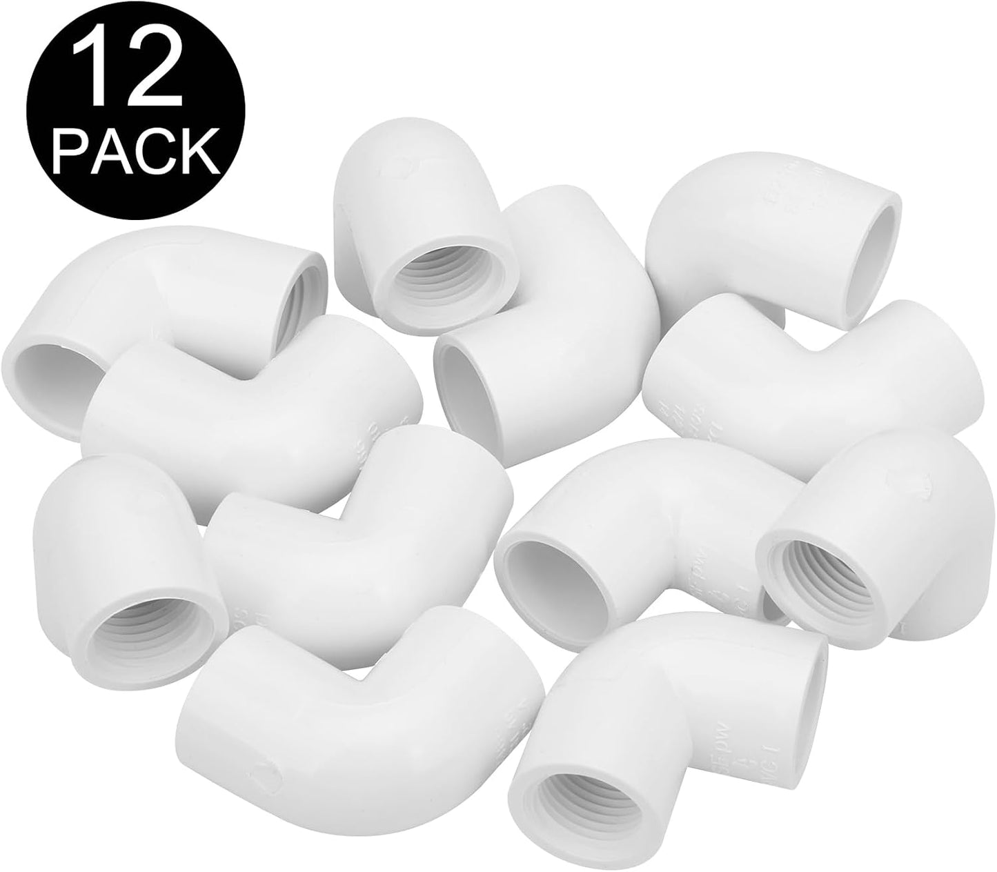 12 Pzas Codo 90 Grados Rosca Hembra 1/2pulg PVC SCH40