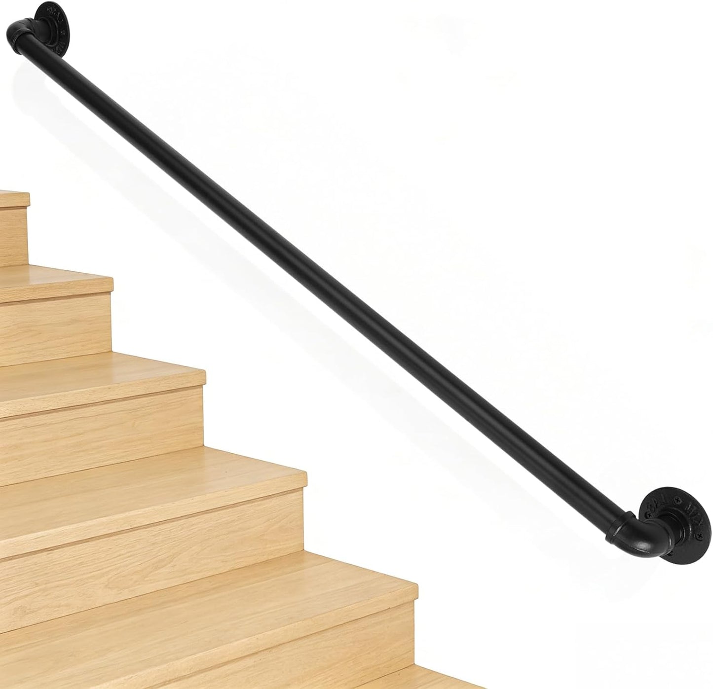Escalera industrial metal 4ft pasamanos negro