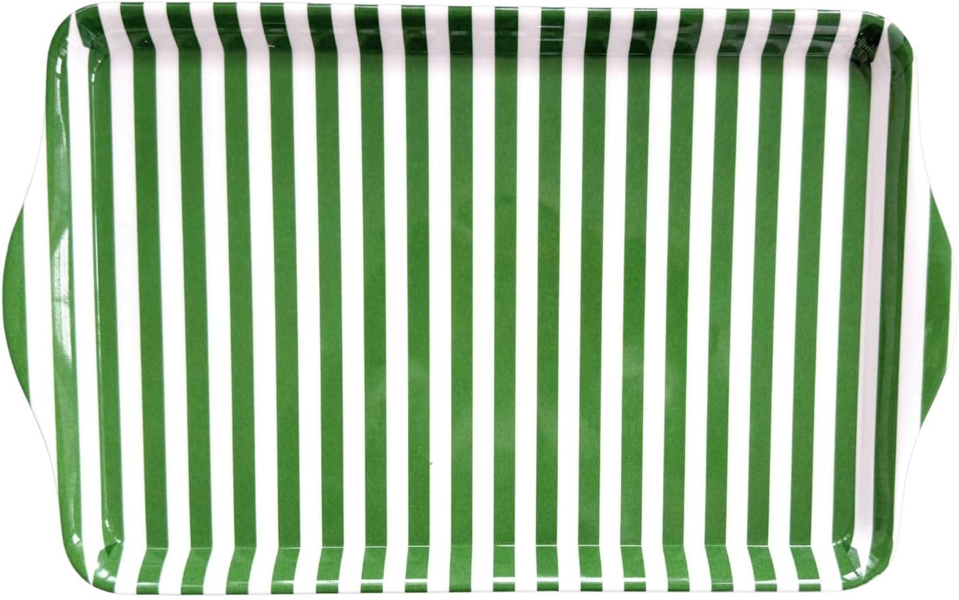 Bandeja Melamina Rayas Verdes 15pulg Con Asas