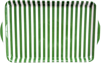 Bandeja Melamina Rayas Verdes 15pulg Con Asas