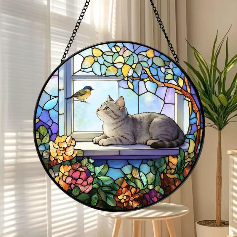 Atrapasoles para gatos en ventanas decorativo colorido