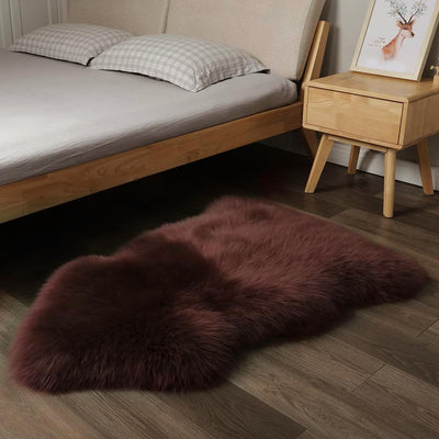 Alfombra piel oveja real esponjosa para dormitorio niños