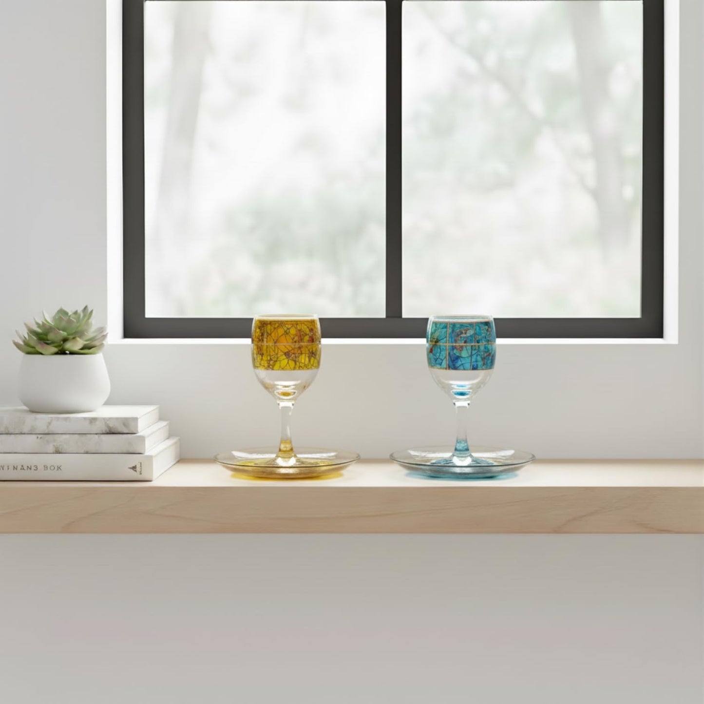 Vasos Kidush cristal con base moderna para Shabat