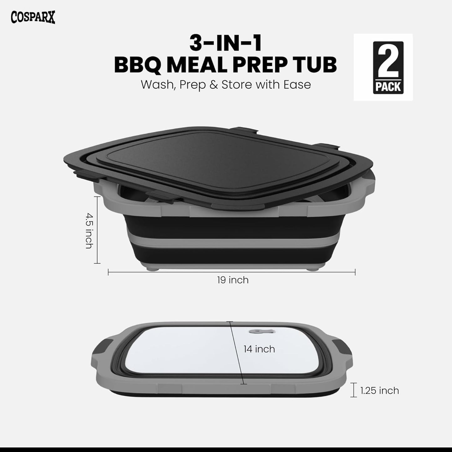 Tina plegable XL con tabla cortar tapón drenaje cocina camping