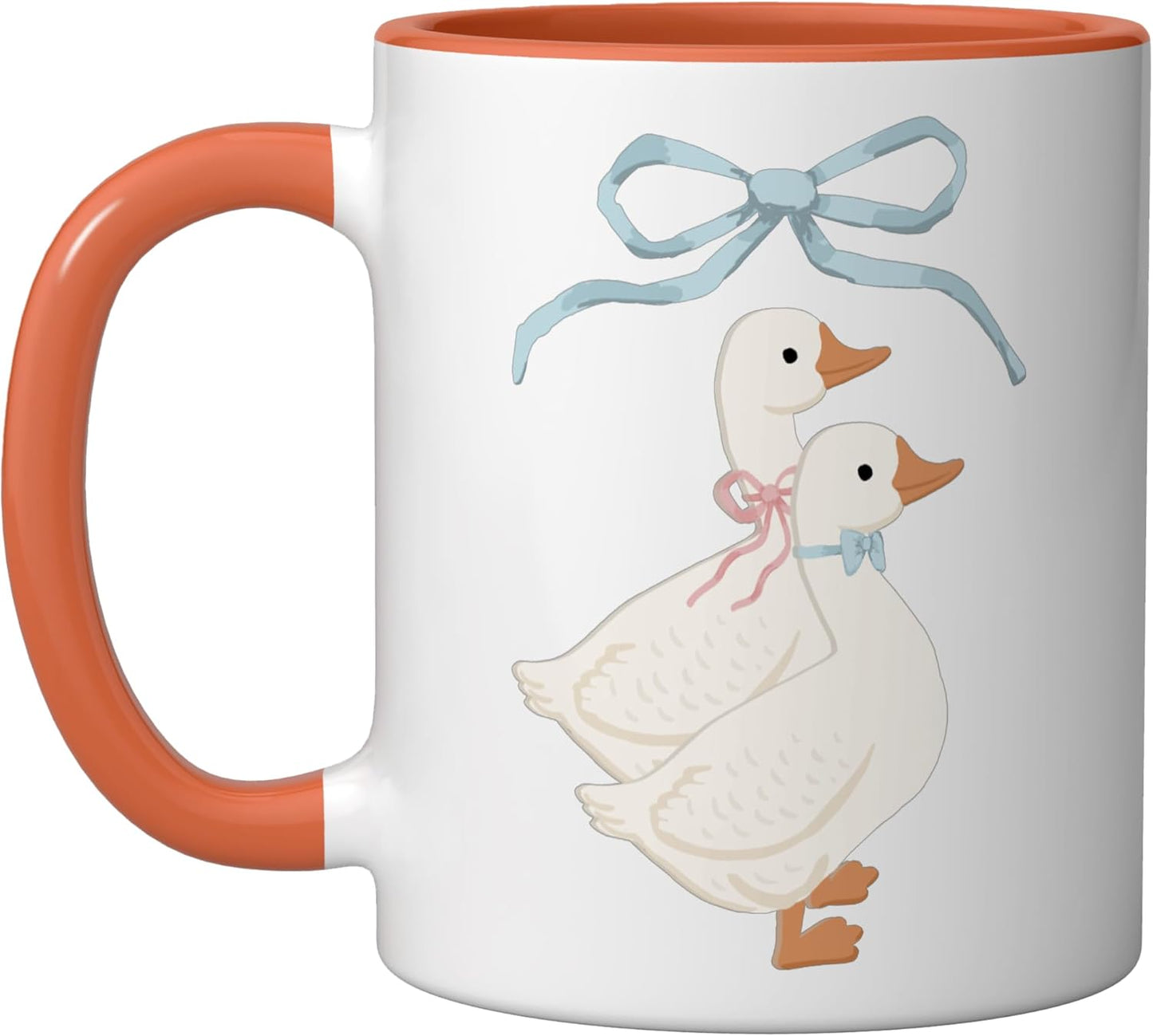 Taza Cerámica Ganso con Cinta Azul Claro
