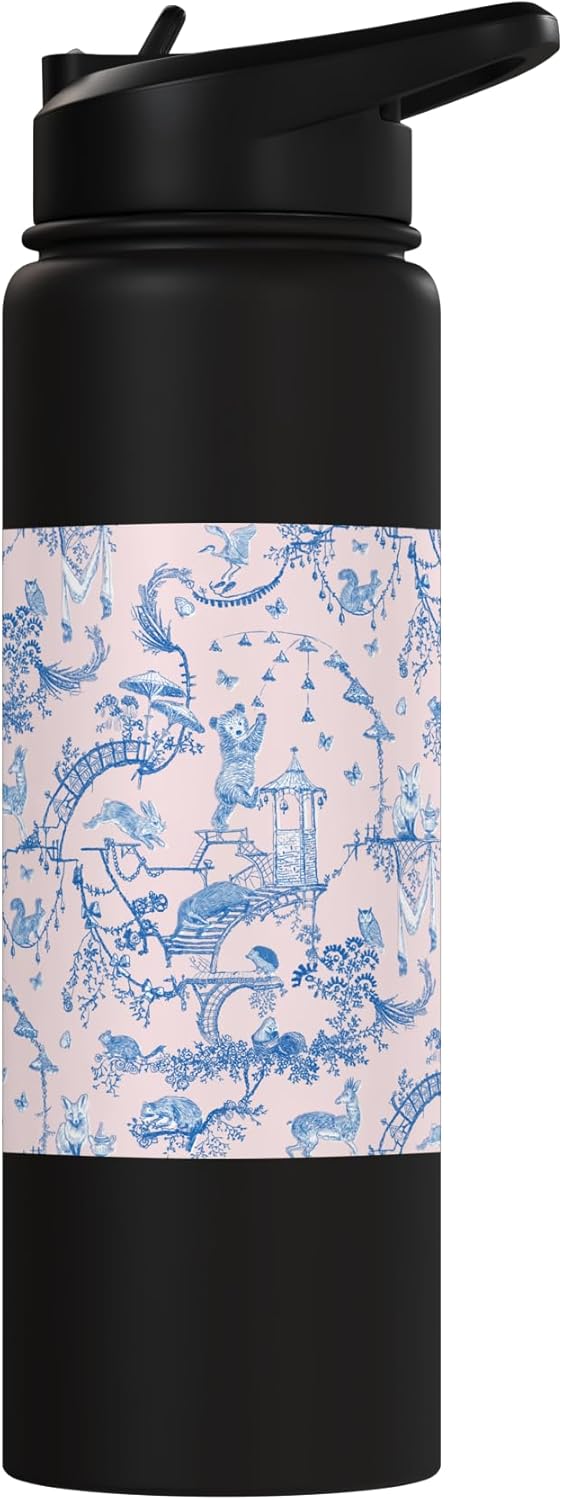 Botella de agua aislada de acero inoxidable con animales de la selva