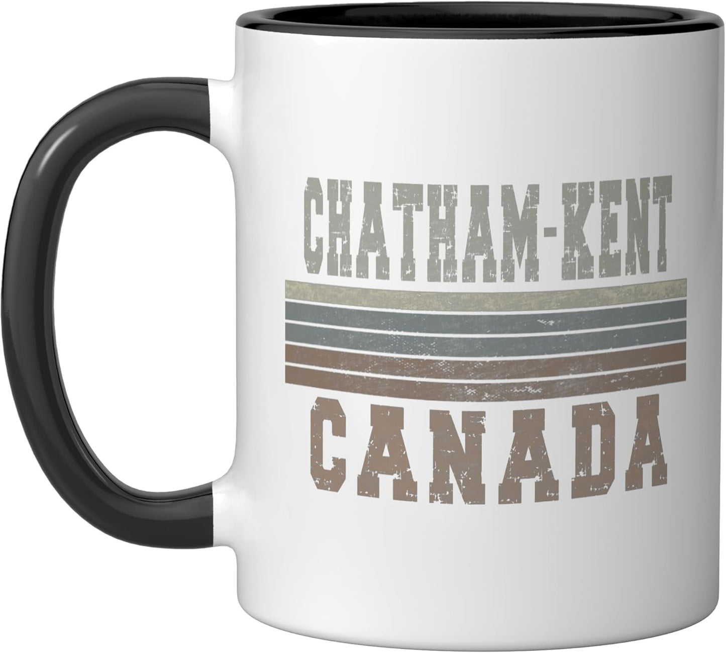 Taza cerámica Retro Chatham-Kent Canadá negra/blanca