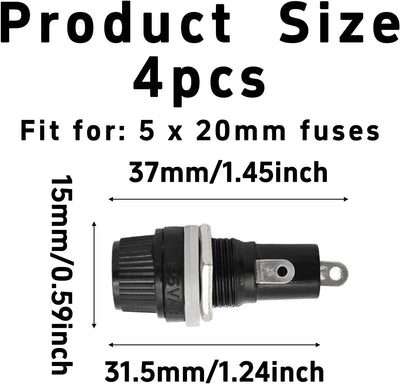 Soporte fusible 5x20mm con tapa para paneles eléctricos