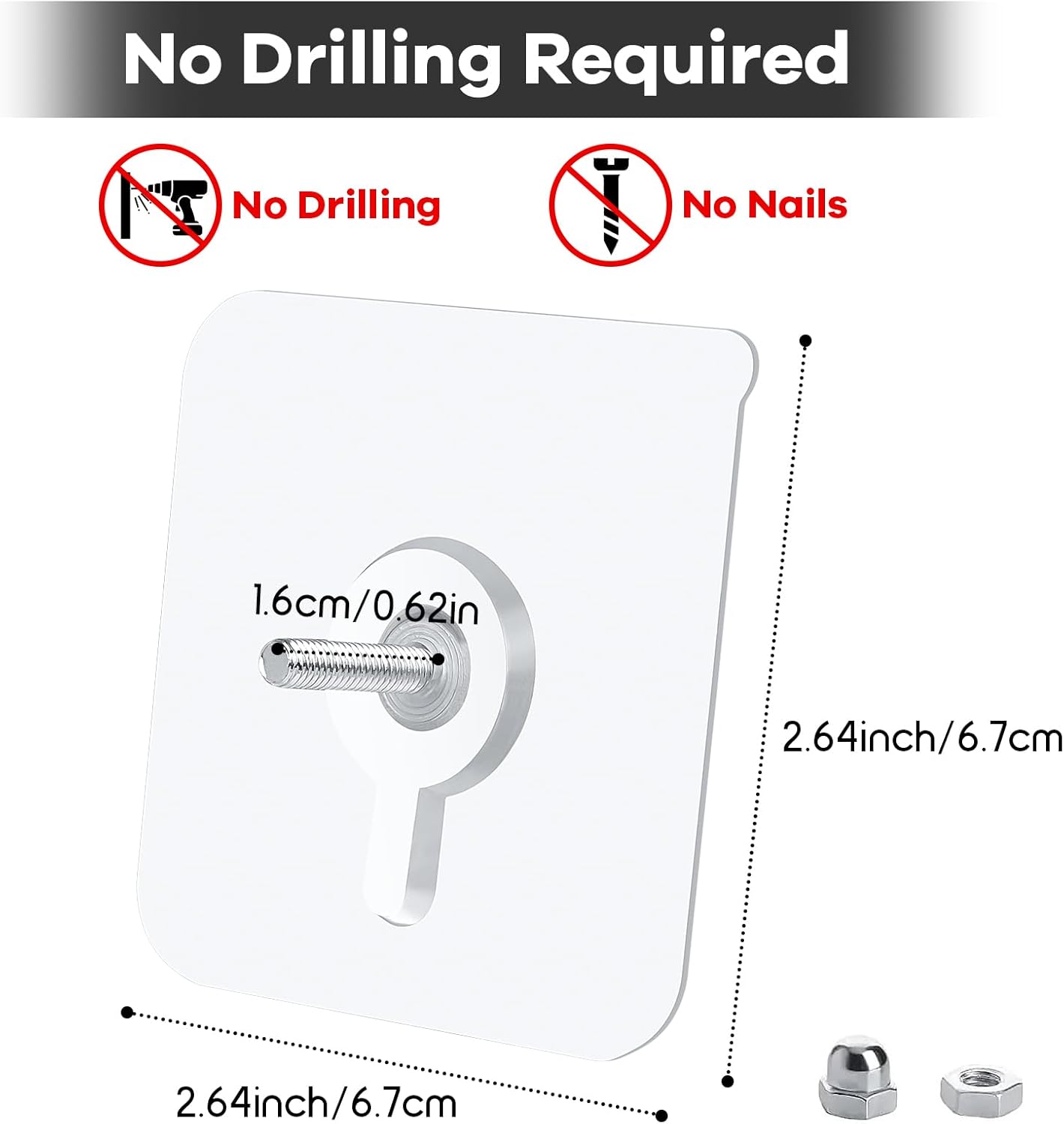 Pack 25 Ganchos Adhesivos Pared Sin Clavos 22lb