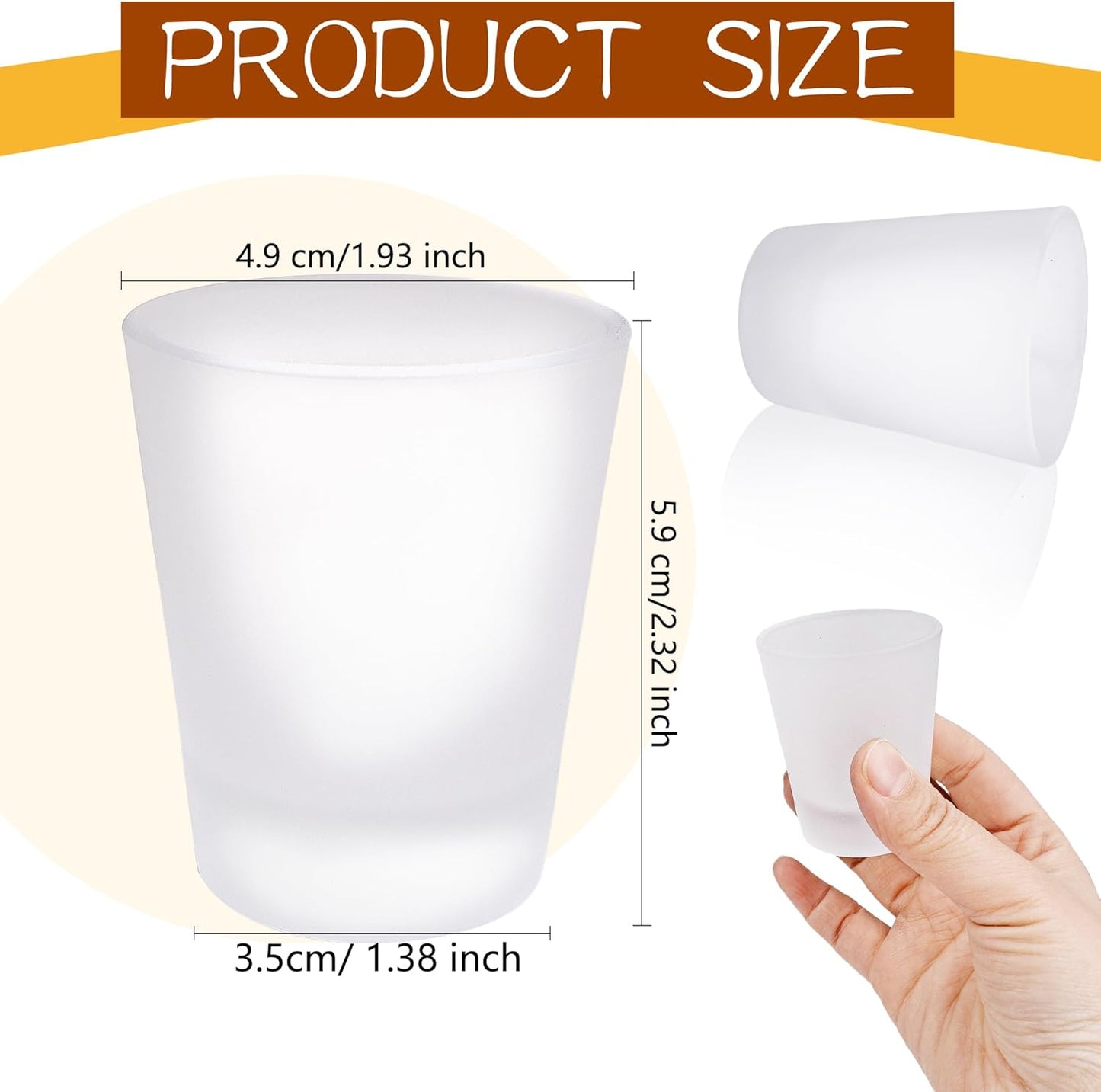 Paquete de 48 vasos chupito de vidrio esmerilado 1.5 oz con base pesada
