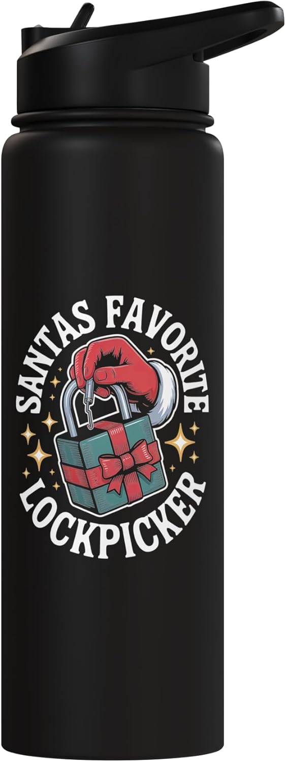 Botella de agua aislada acero inoxidable para entusiasta de lockpick navideño
