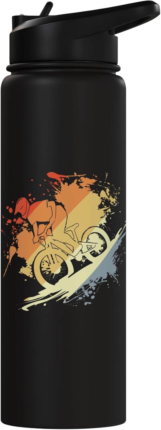 Botella de agua acero inoxidable aislada estilo retro para bicicleta de montaña