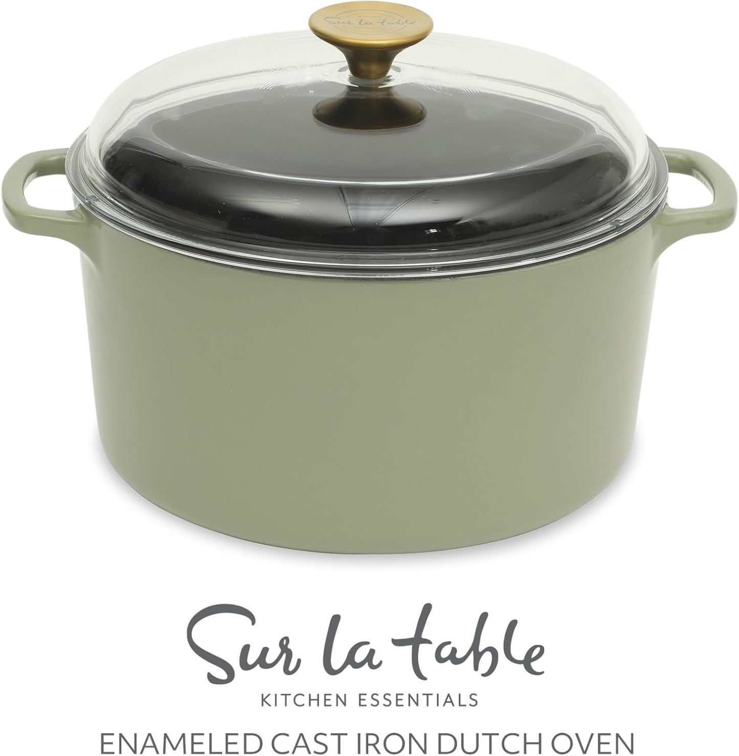 Olla hierro fundido 5qt con tapa vidrio apta horno verde